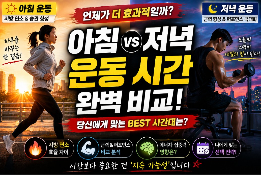 운동 시간 잘못 선택하면 효과 떨어집니다.