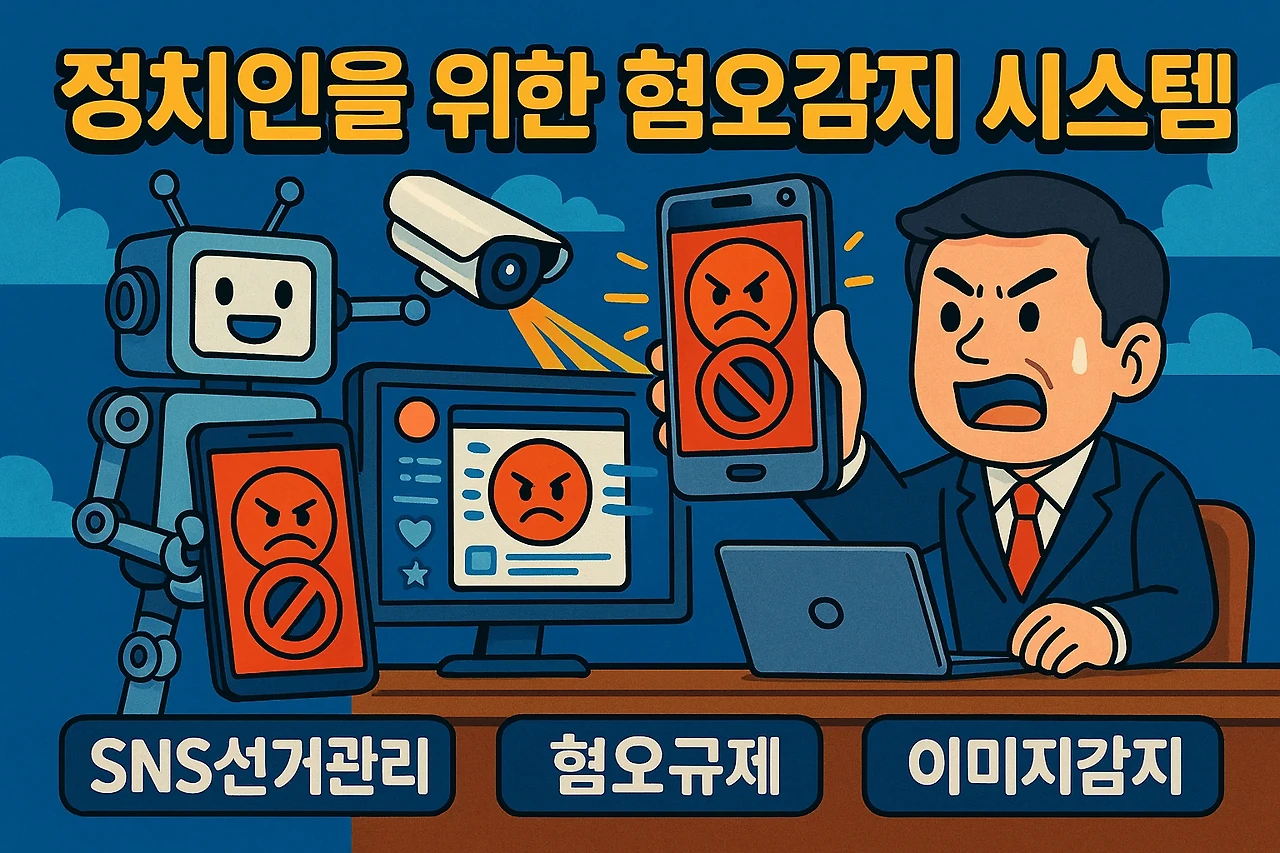 정치인을 위한 혐오감지 시스템 (SNS선거관리, 혐오규제, 이미지감지) 관련 이미지