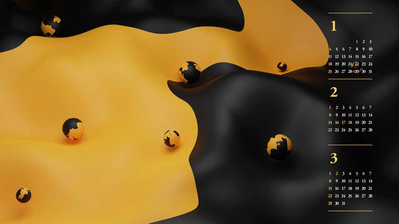 11 노란색과 검정색 B - 2026년2월 달력배경화면