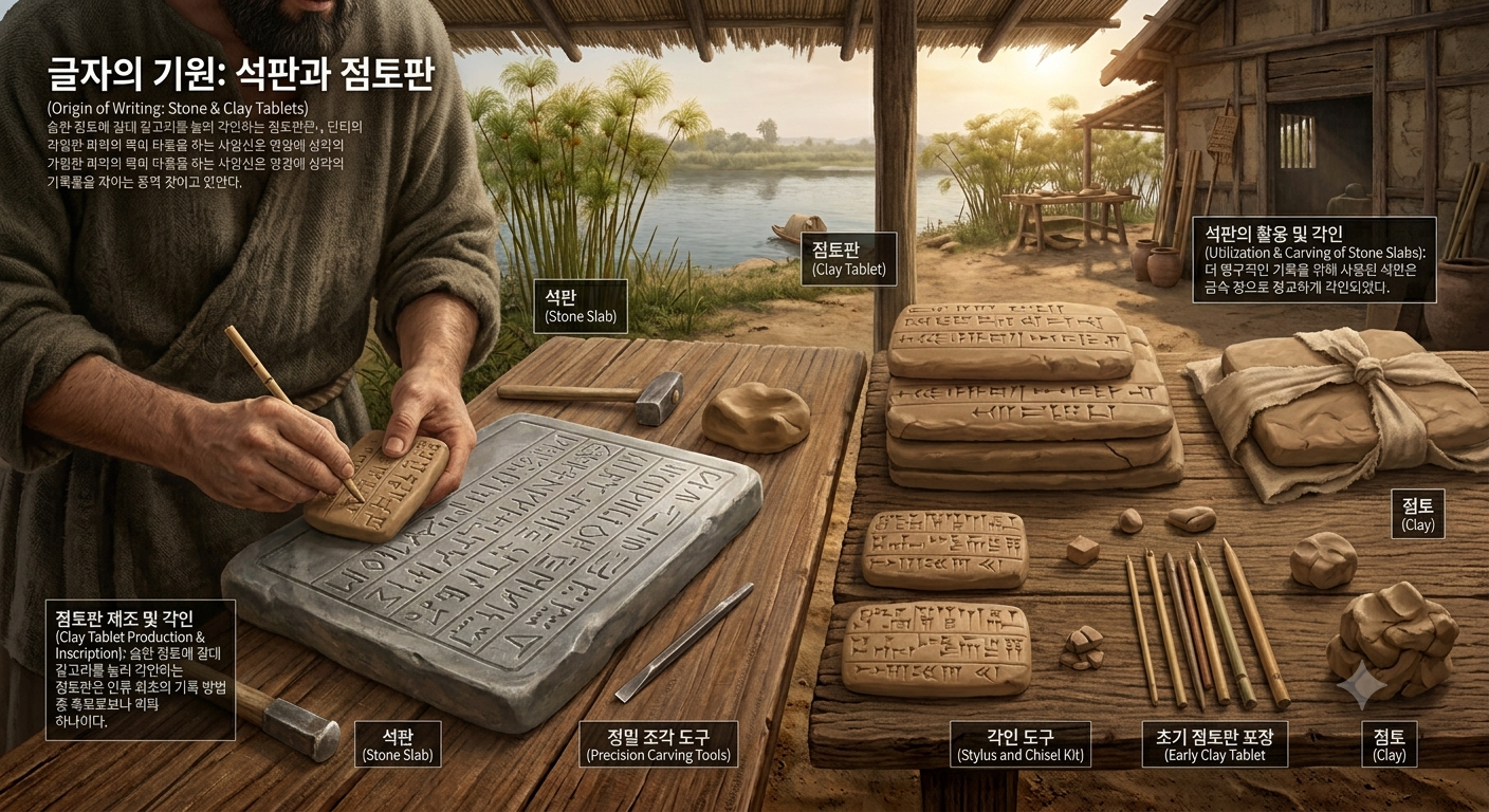 석판과 점토판의 역사, 글자를 새겨 남기는 기록은 어떻게 시작됐을까