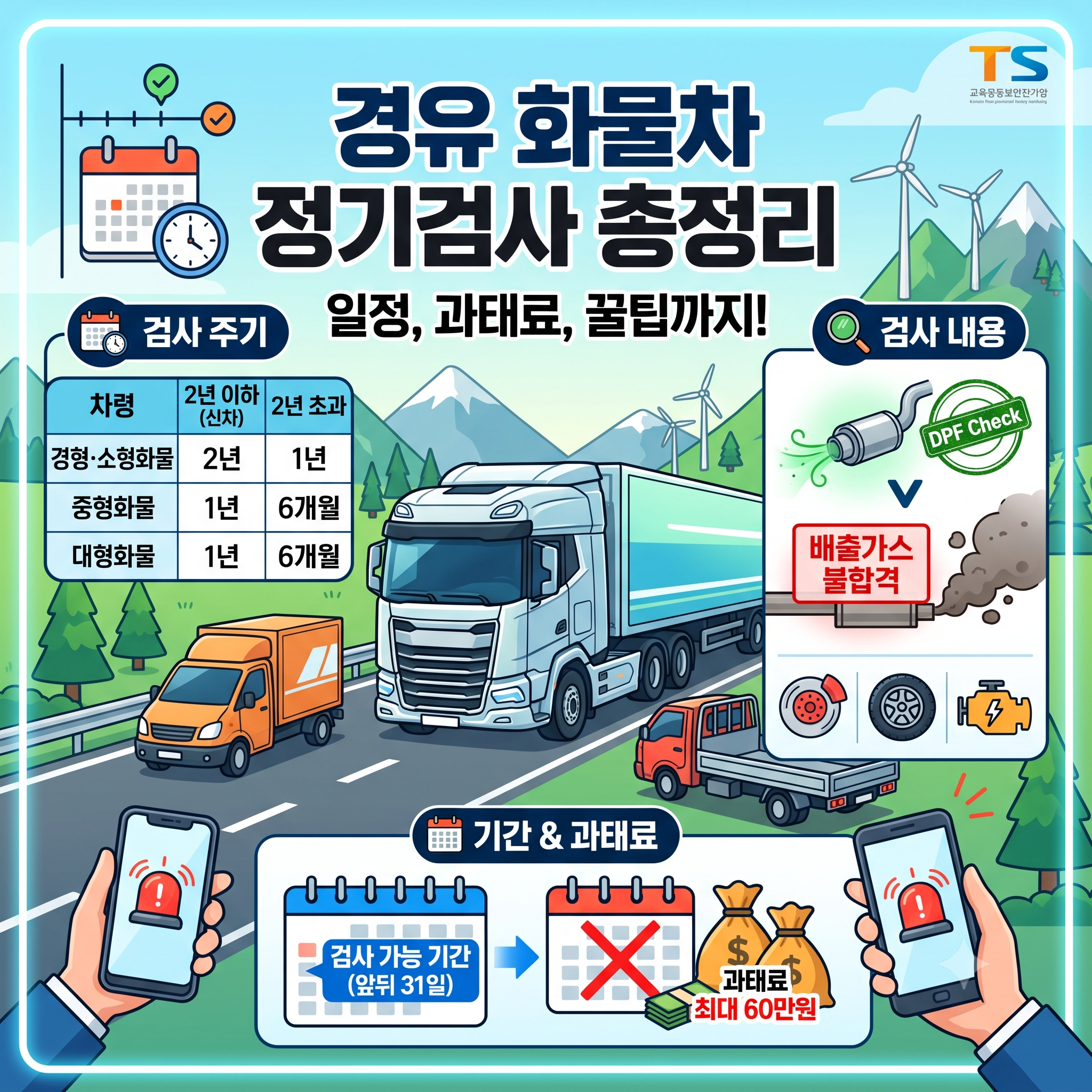 경유 화물차 정기검사주기 총정리! 차종별 시기와 과태료 예방 팁