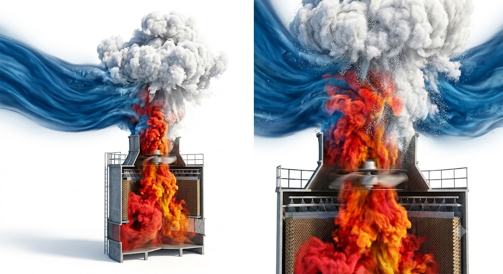 고온 다습한 배기와 냉랭한 대기 혼합에 따른 열역학적 과포화(Supersaturation) 단면도
