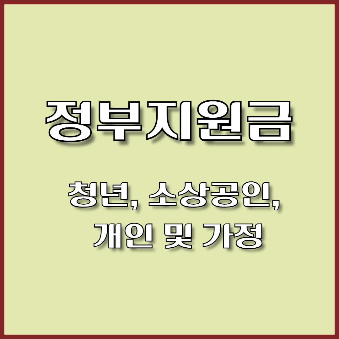 2025년 정부지원금(청년, 소상공인, 개인 및 가정 대상)의 핵심 정보를 정리