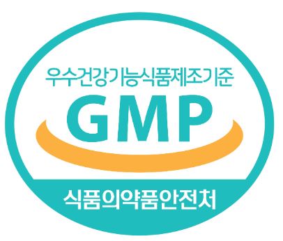 ‘건강기능식품’이라는 문구와 도안, 우수제조기준(GMP) 인증마크가 표시