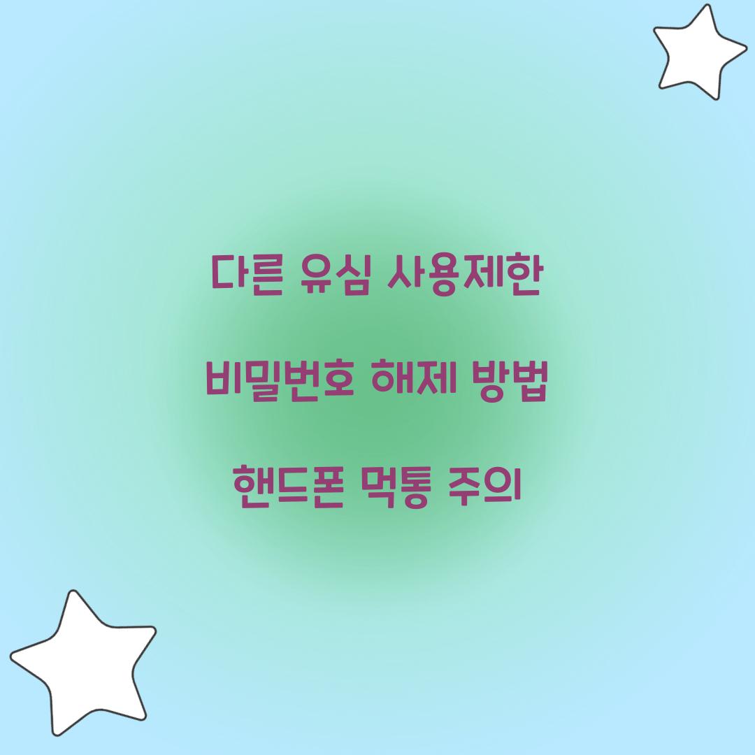 다른 유심 사용제한 비밀번호