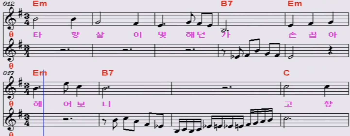 추가열(고복수) 타향살이 악보