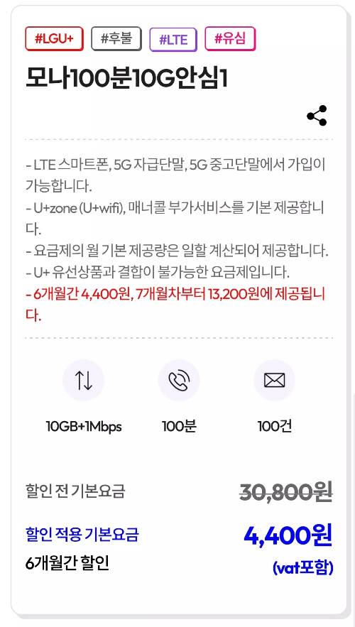 2024년+6월+알뜰폰+10GB이상+요금제+모나