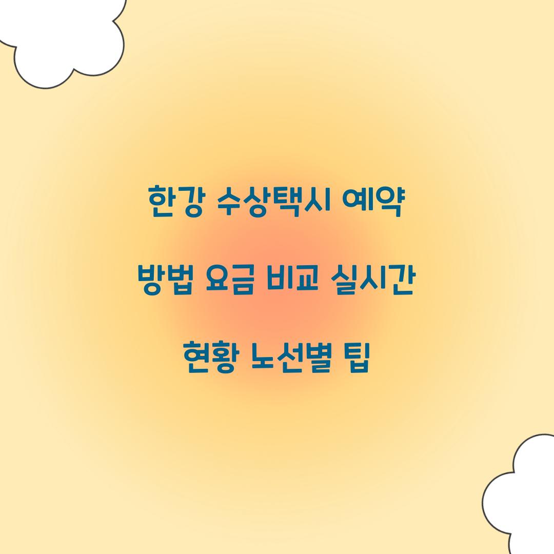 한강 수상택시 예약