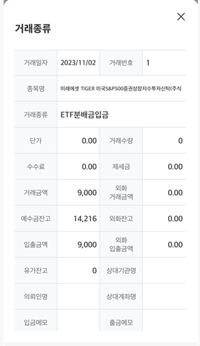 ETF 분배금 입금내역