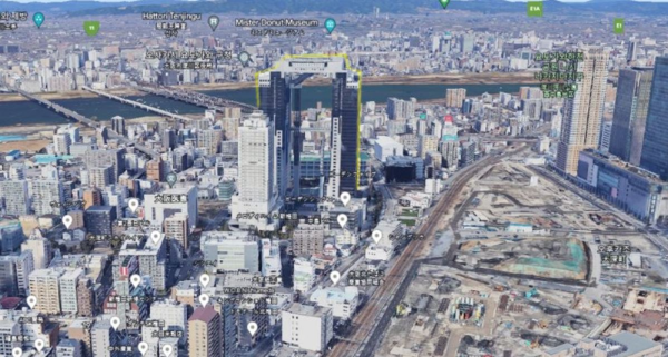 우메다공중정원-구글어스-원경