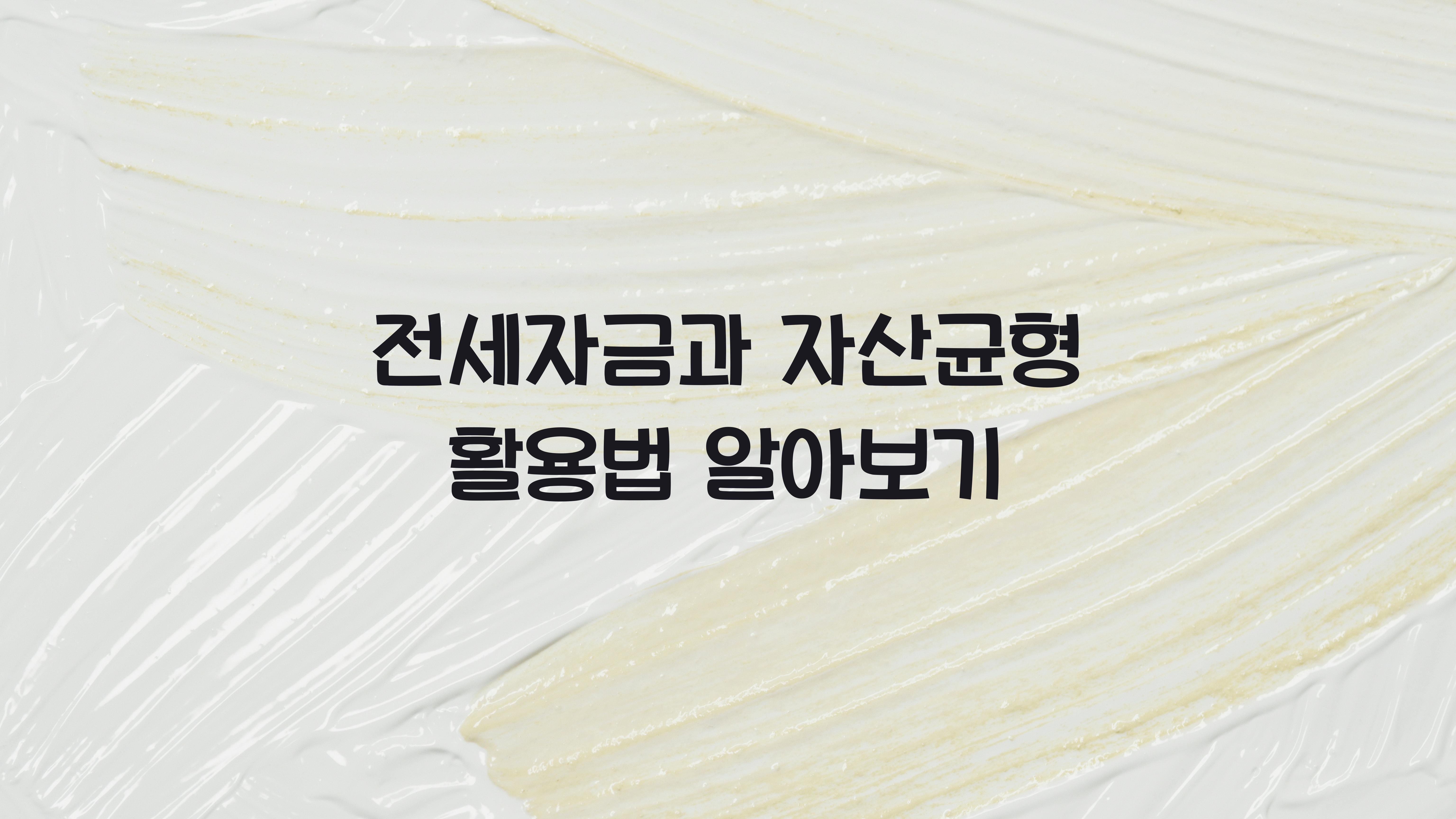 전세자금과 자산균형