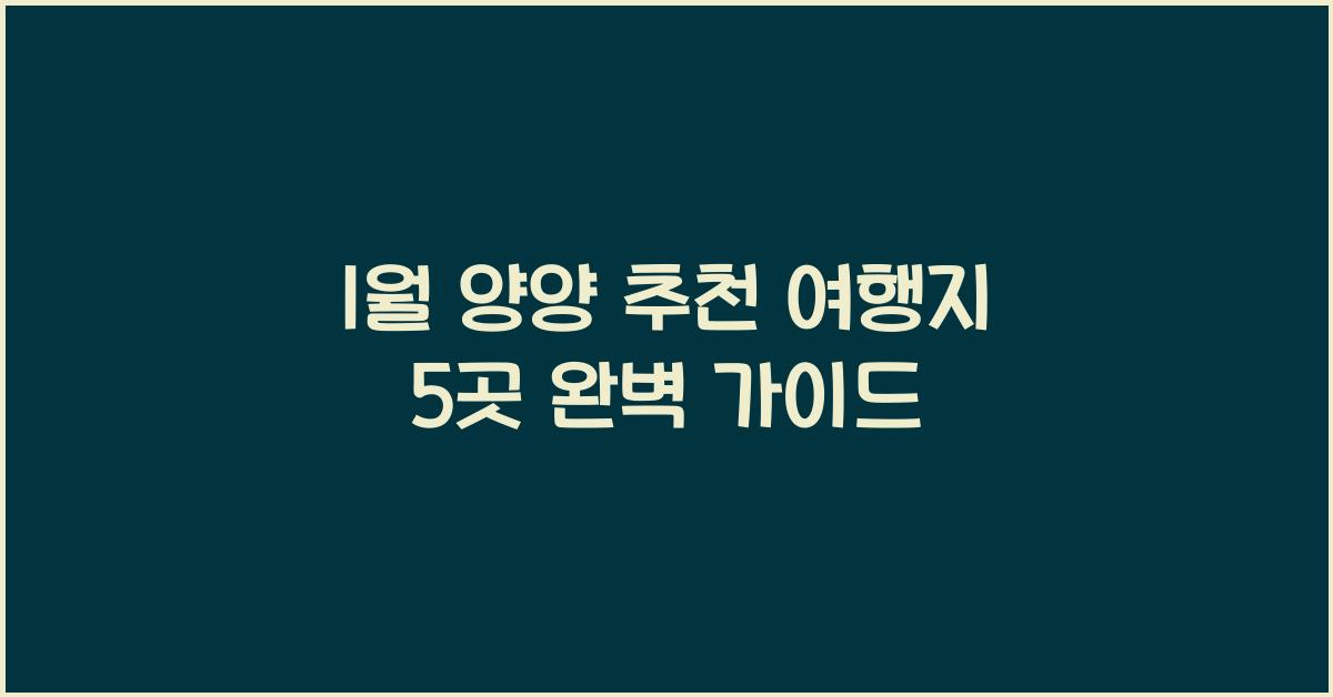 1월 양양 추천 여행지