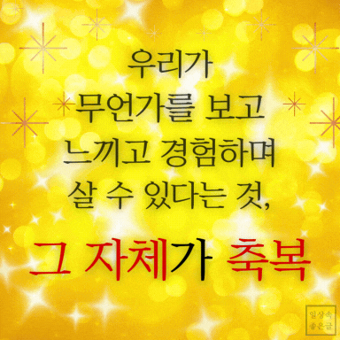 황금빛 배경 위에 인생의 축복을 강조한 문구