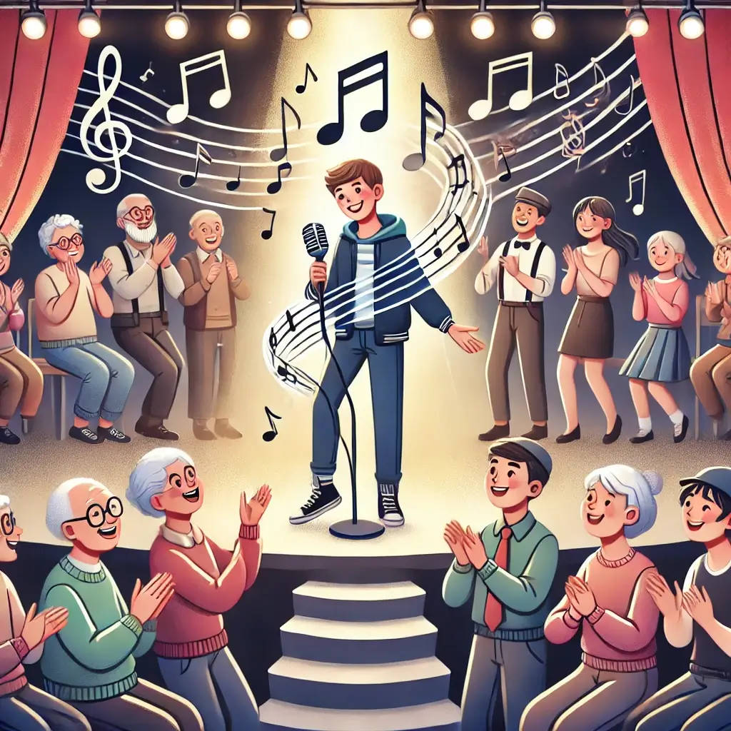 젊은 트로트 가수가 여러 세대와 어우러지는 모습