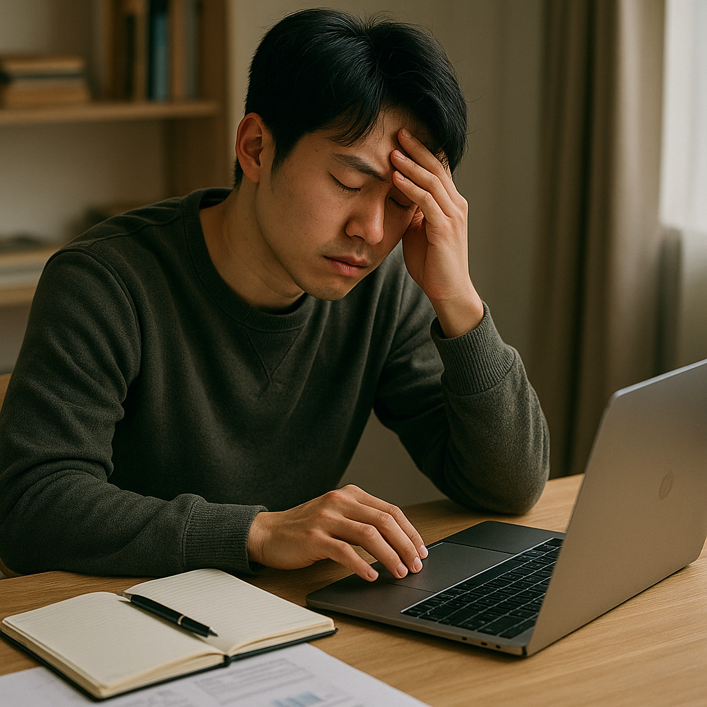 재도전을 위해 고민하는 이미지