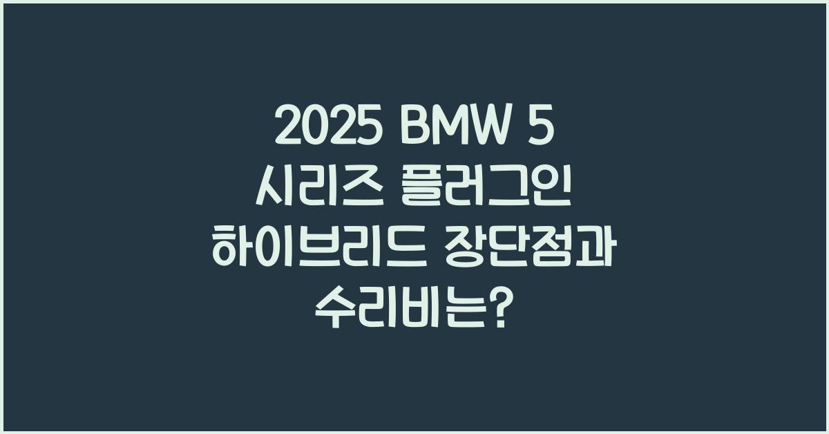 2025 BMW 5 시리즈 플러그인 하이브리드 장단점 결함 수리비