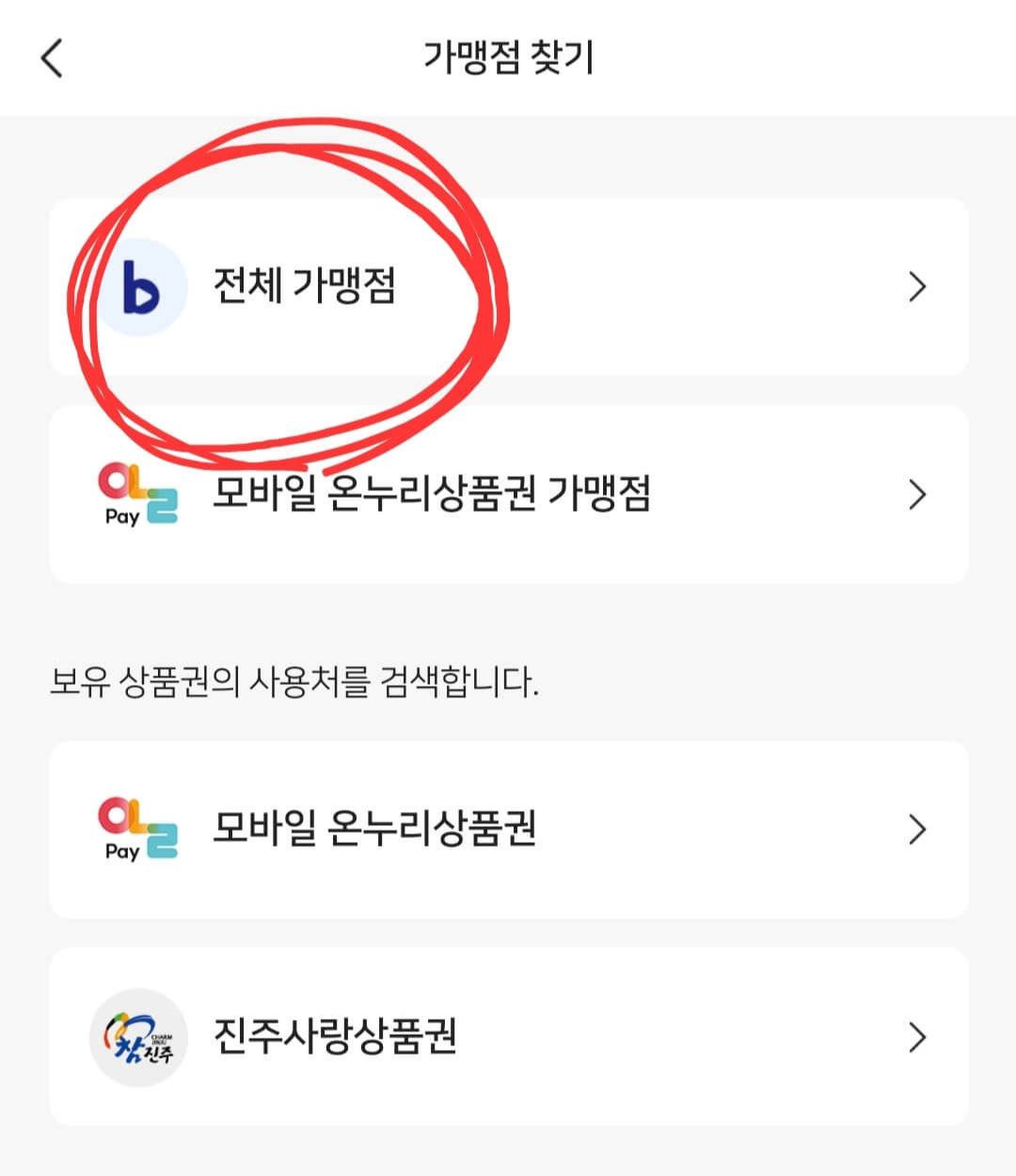 비플페이 지역상품권 사용처를 확인하는 방법