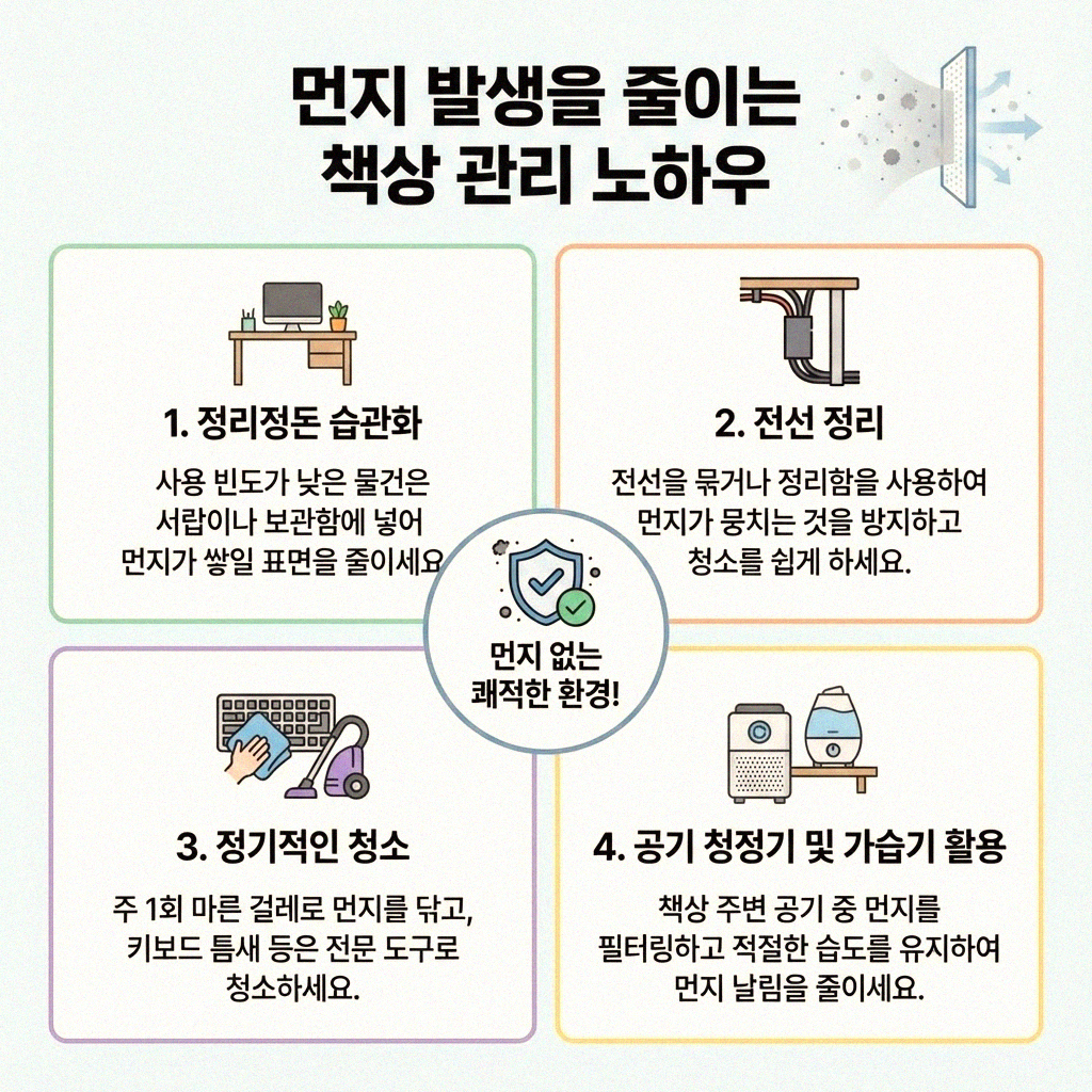 책상 위 먼지 줄이는 효과적인 습관들