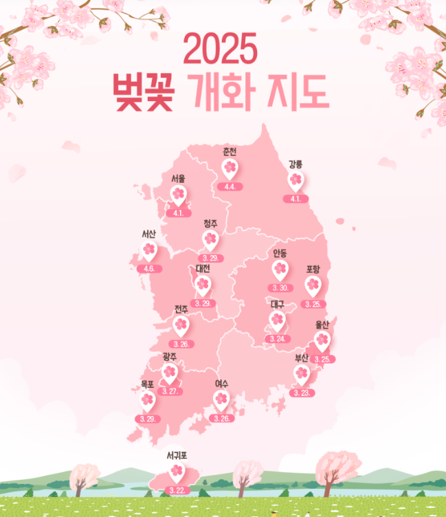 2025 벚꽃 개화 지도