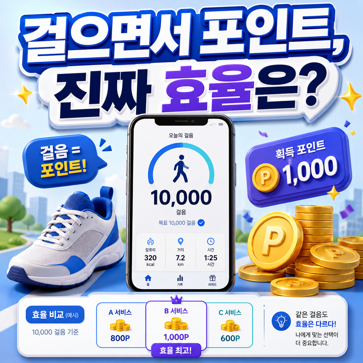 2026 걷기 앱테크 추천 만보기 포인트와 시간 대비 효율 비교