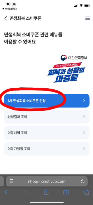 농협 소비쿠폰 신청