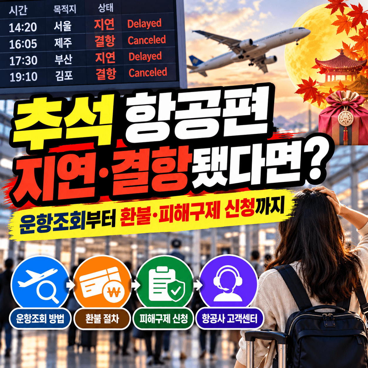 추석 항공편 지연 결항 썸네일 이미지