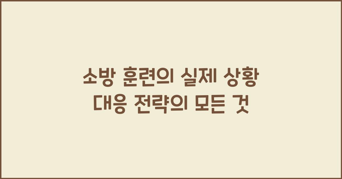 소방 훈련의 실제 상황 대응 전략