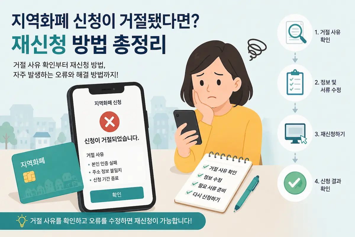 지역화폐 신청 거절 사유, 재신청 방법