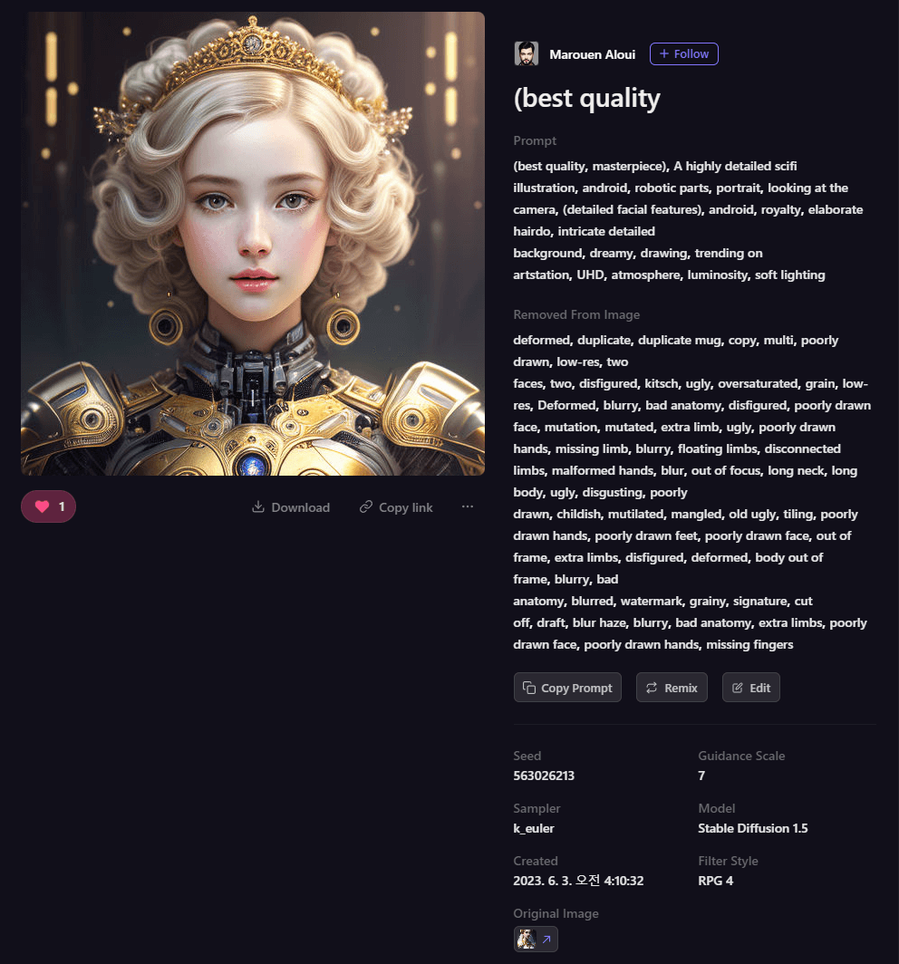 Playground AI 그림 - 아름다운 전투 로봇