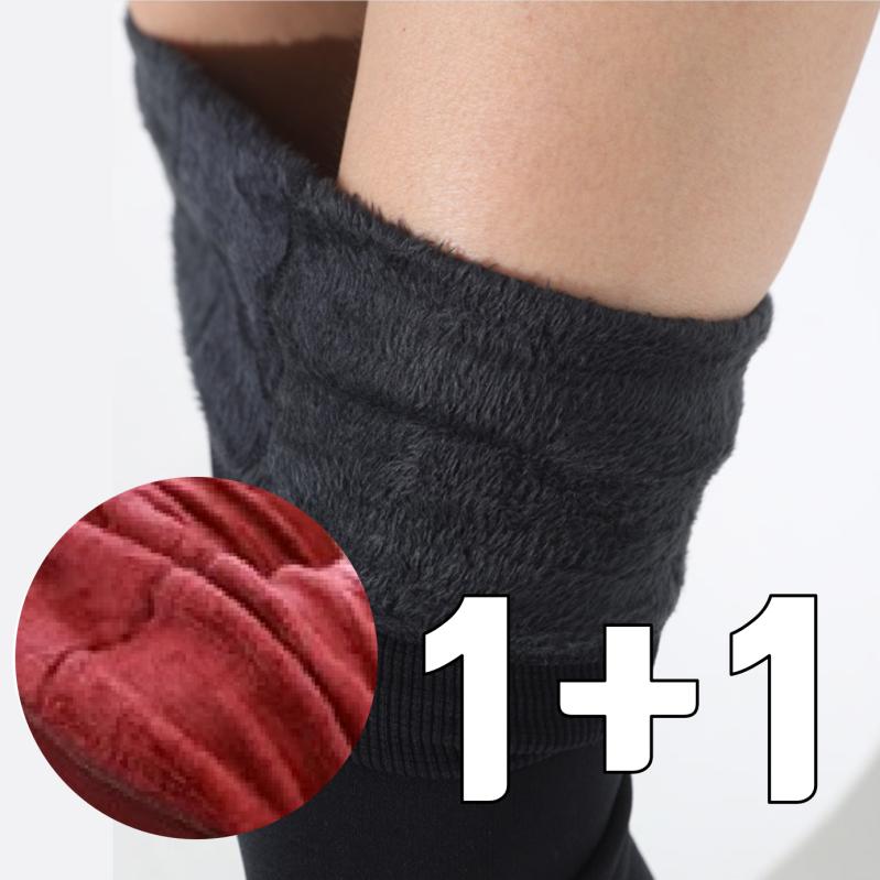 1+1 발열 융털 기모 스판 레깅스 Free 블랙+와인