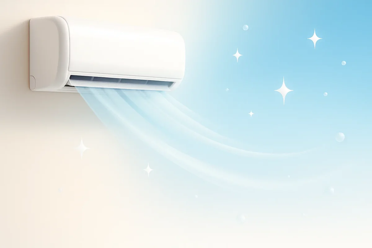 에어컨에서 나오는 깨끗한 공기 일러스트