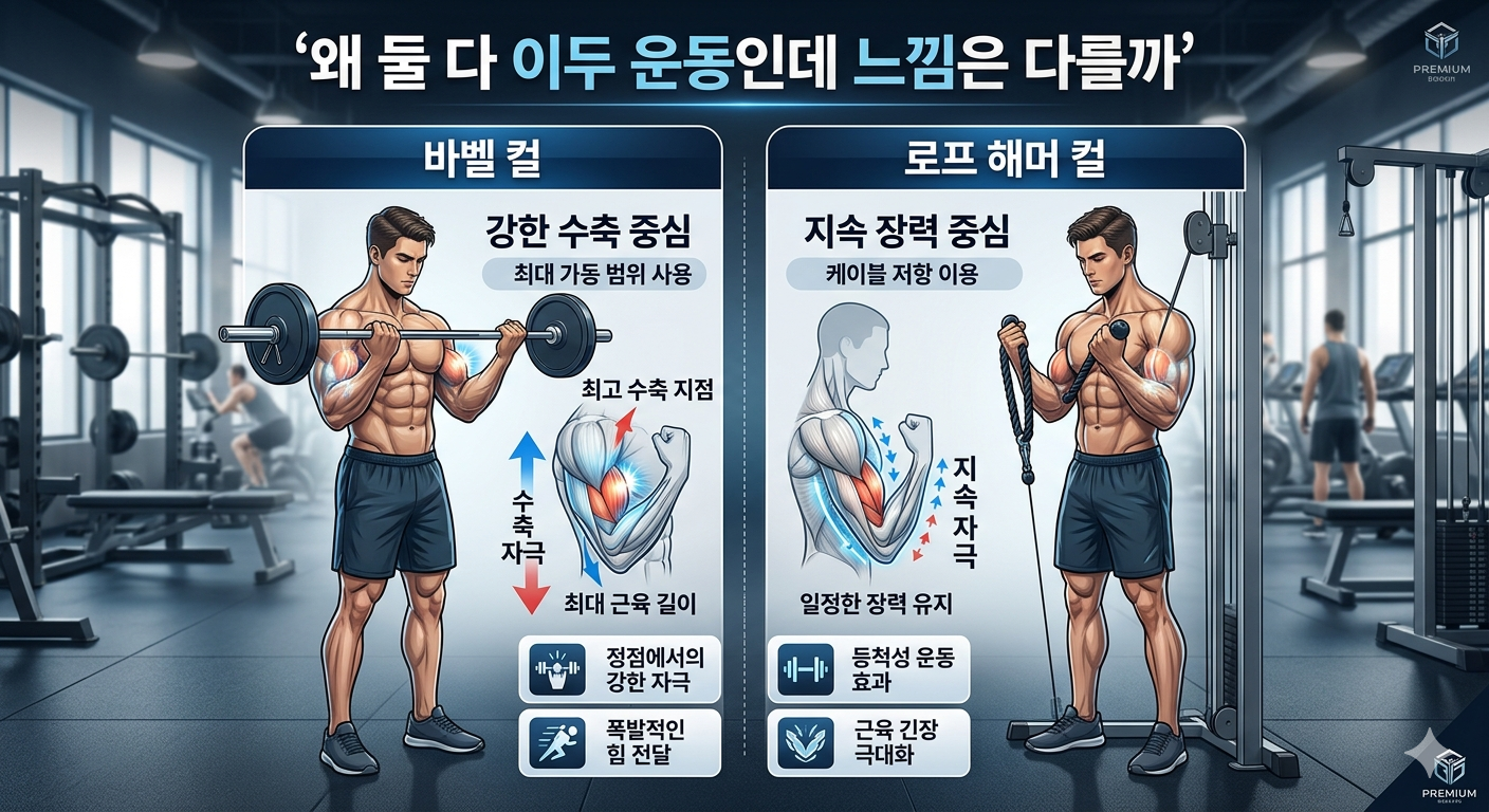 왜 둘 다 이두 운동인데 느낌은 다를까