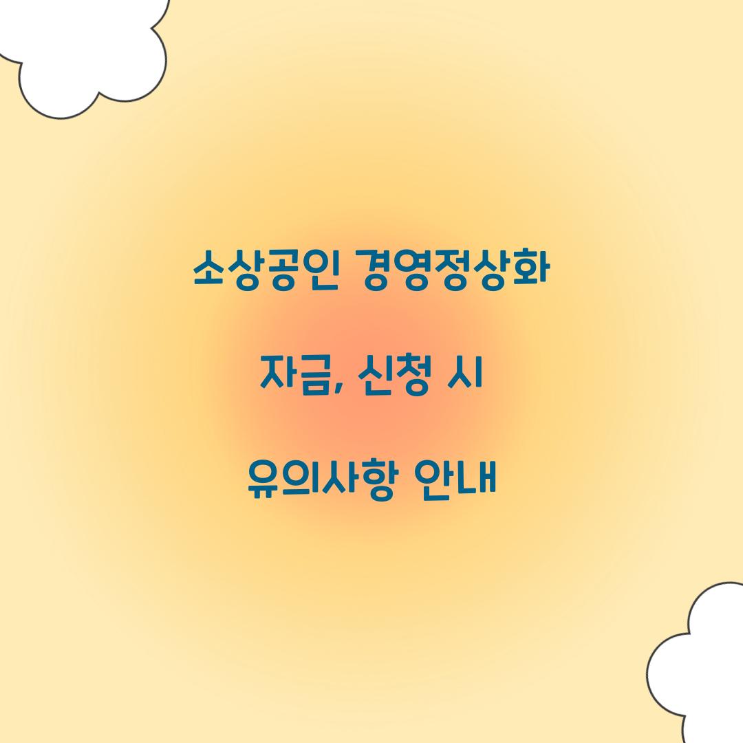 소상공인 경영정상화 자금
