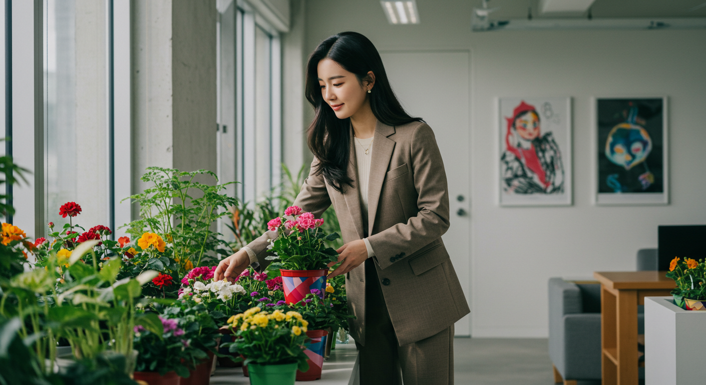 사무실 파티션 화분