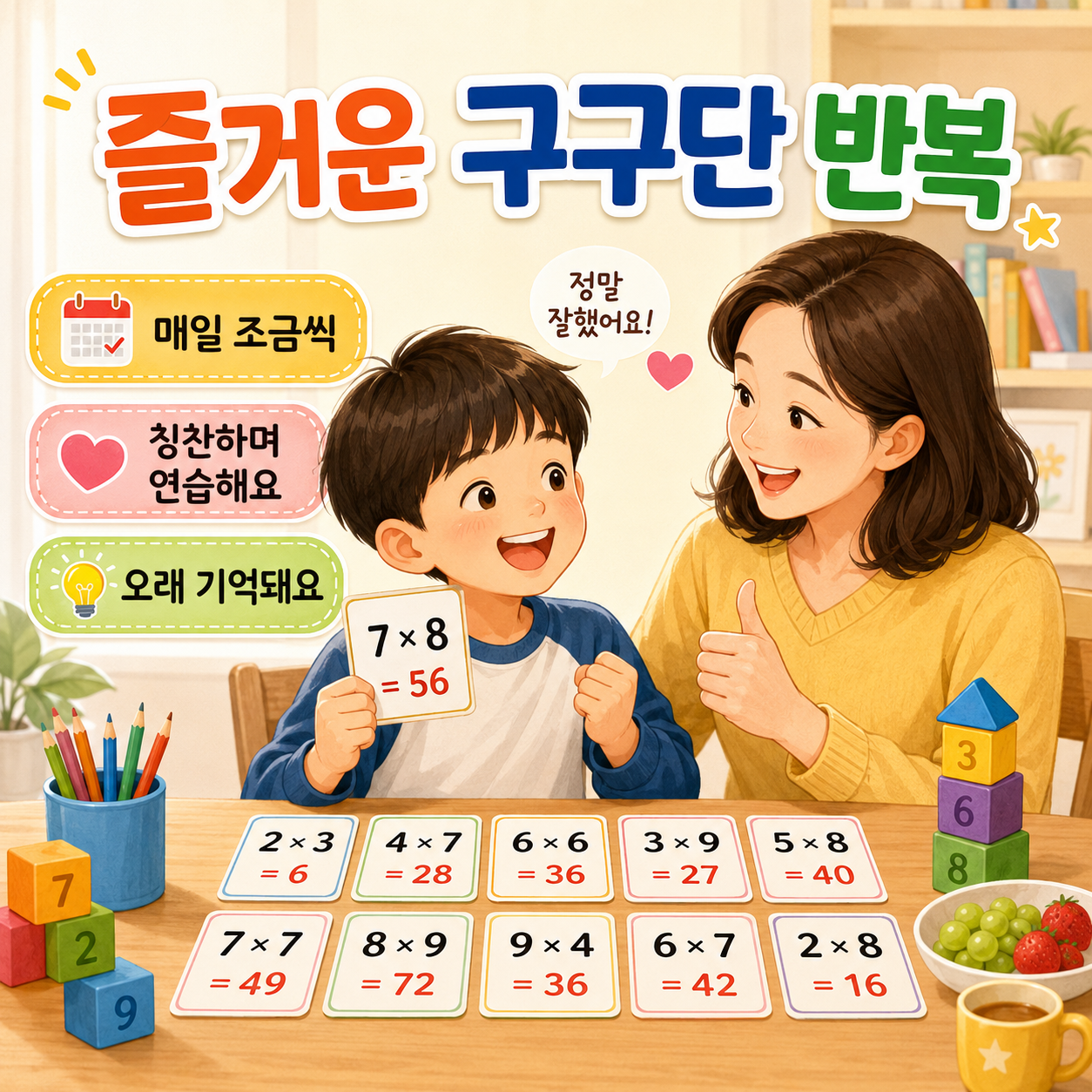 부모와 함께 즐겁게 반복하면 오래 기억돼요