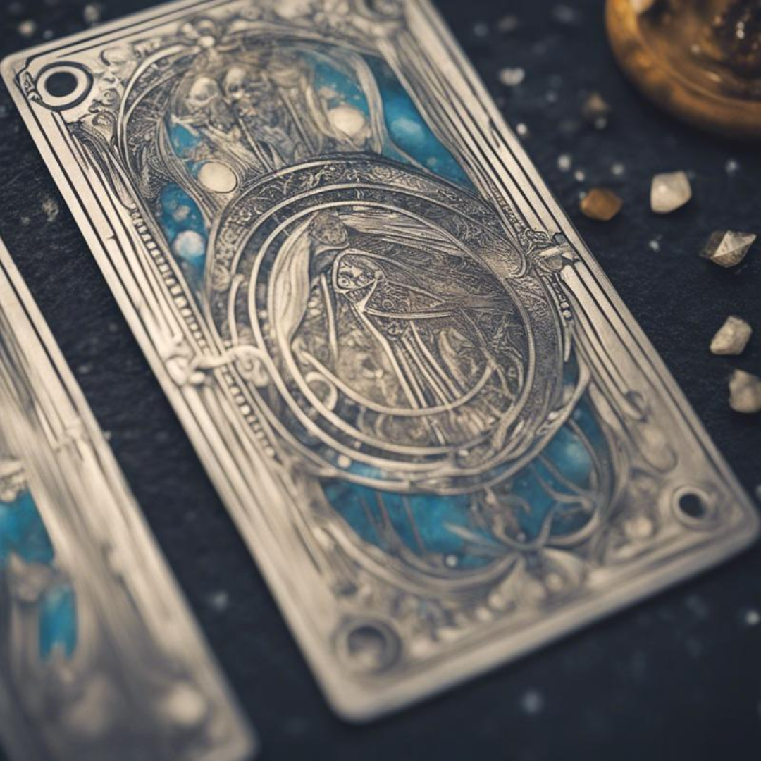 은색의 화려한 타로카드 뒷면