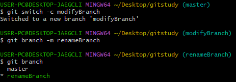 git 브랜치 이름 변경 명령어