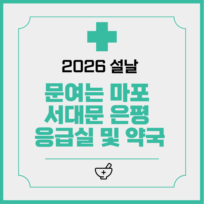 2026설날 문여는 마포 서대문 은평 응급실 및 약국