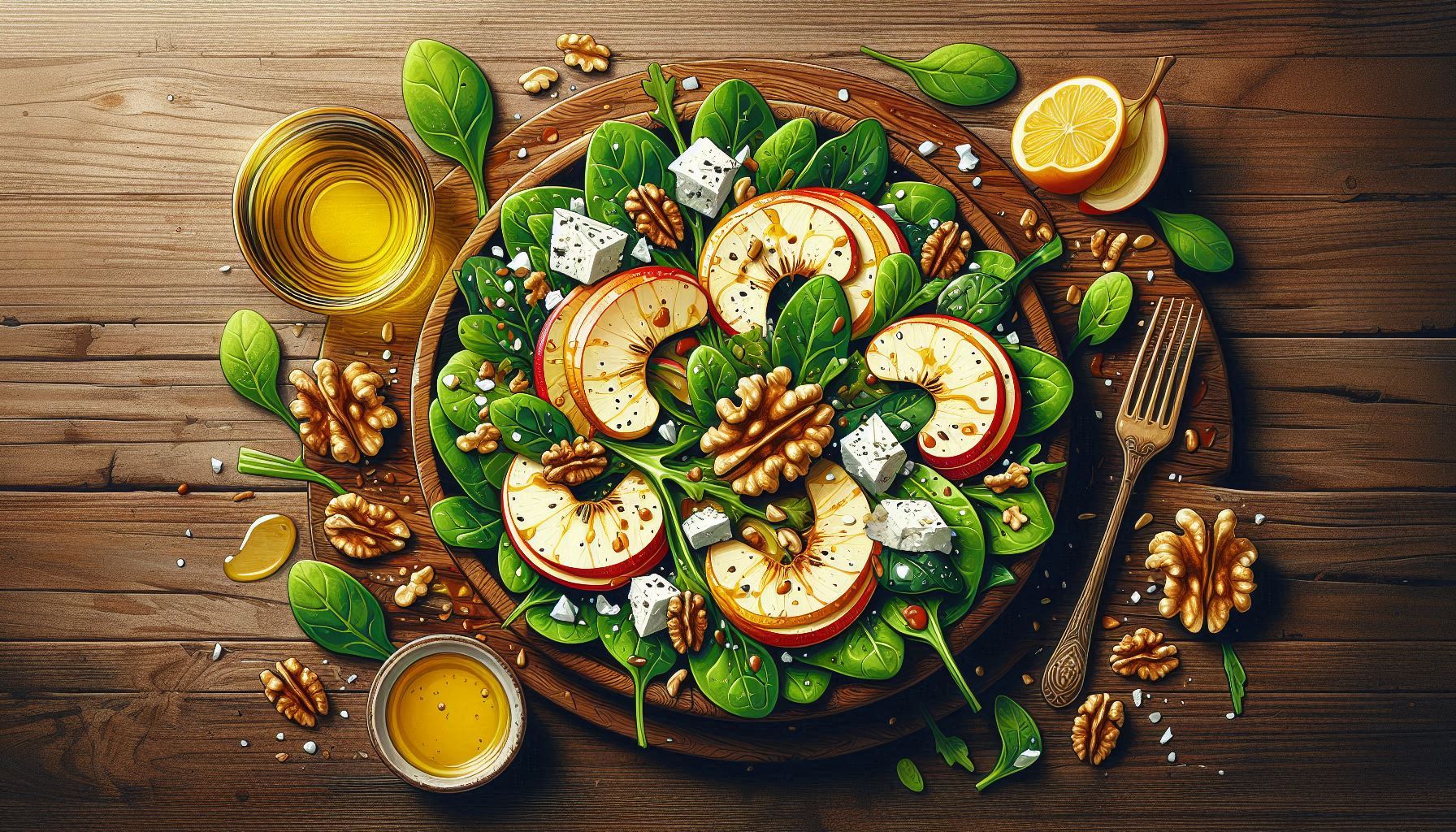 구운 사과 시금치 샐러드