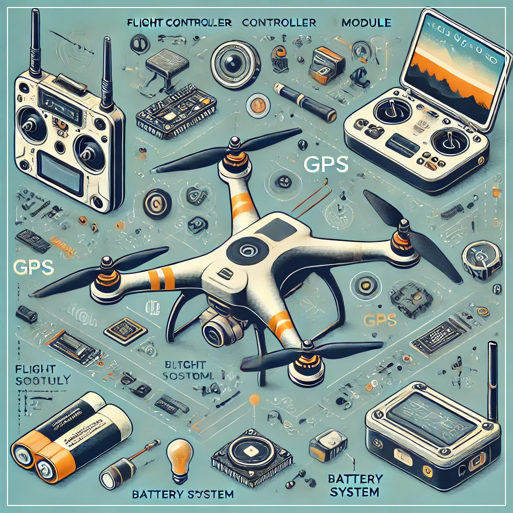 드론의 핵심 구성 요소를 나타낸 이미지