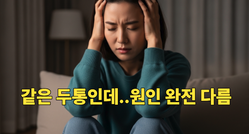 밤마다 머리 통증과 어지러움을 느끼는 모습