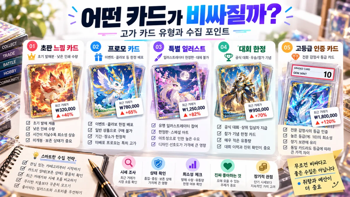 초판 프로모 카드 특별 일러스트 대회 카드 등 수집 가치 판단 요인