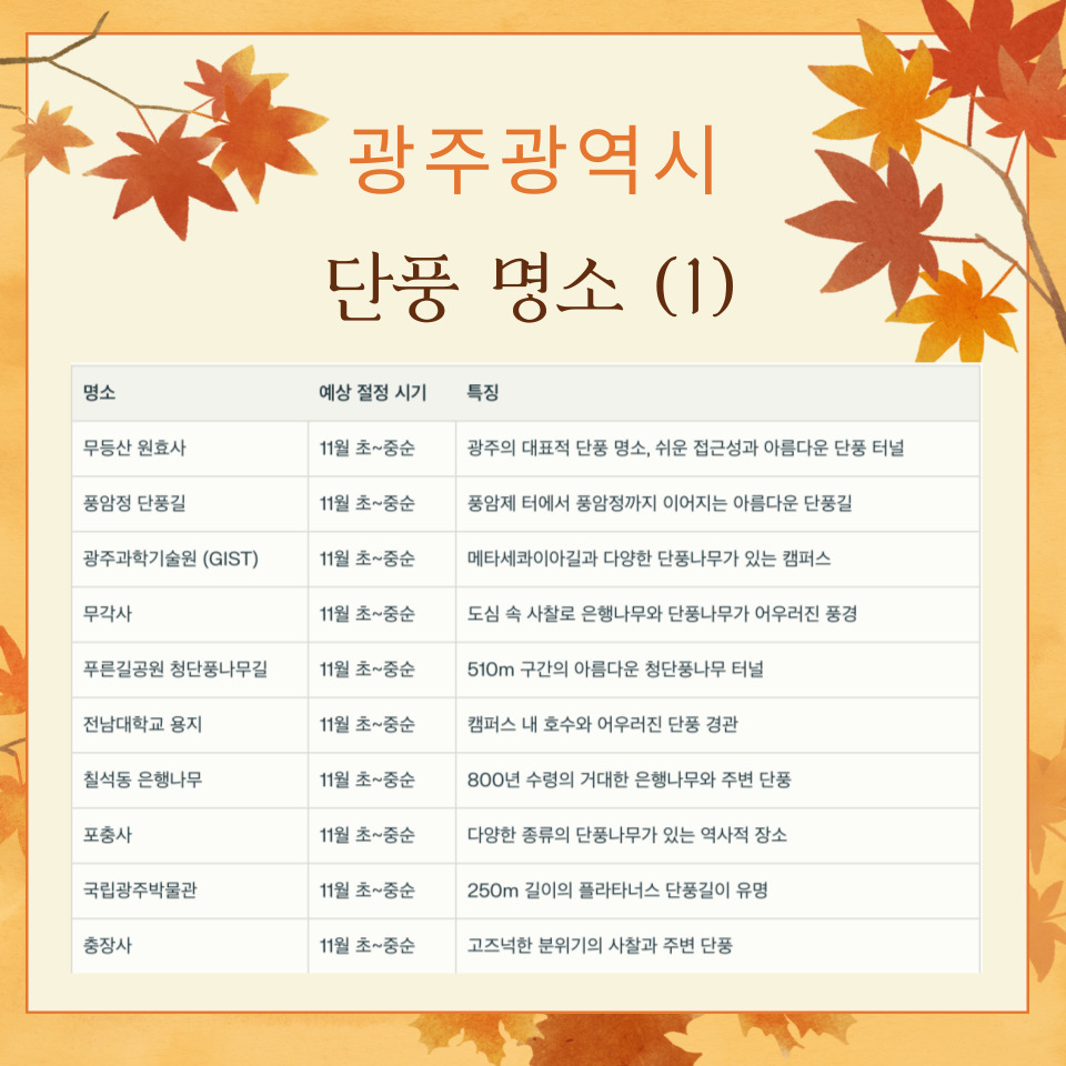 광주광역시 단풍 명소 (1)