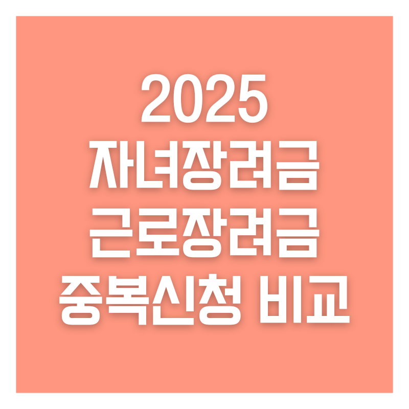 2025 자녀장려금 근로장려금 중복신청 비교