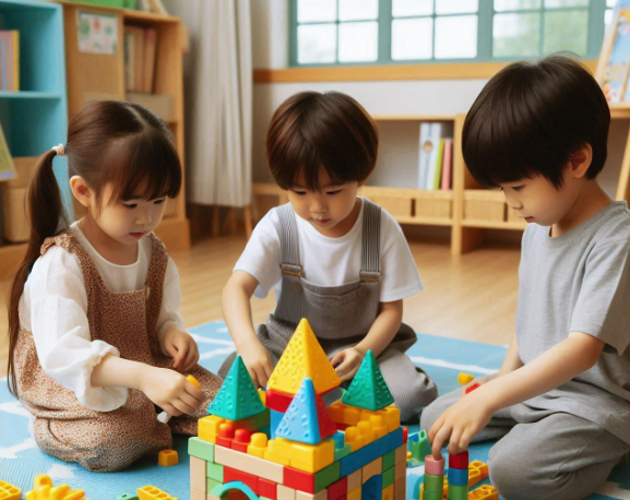 어린이집에서 놀고있는 아이들