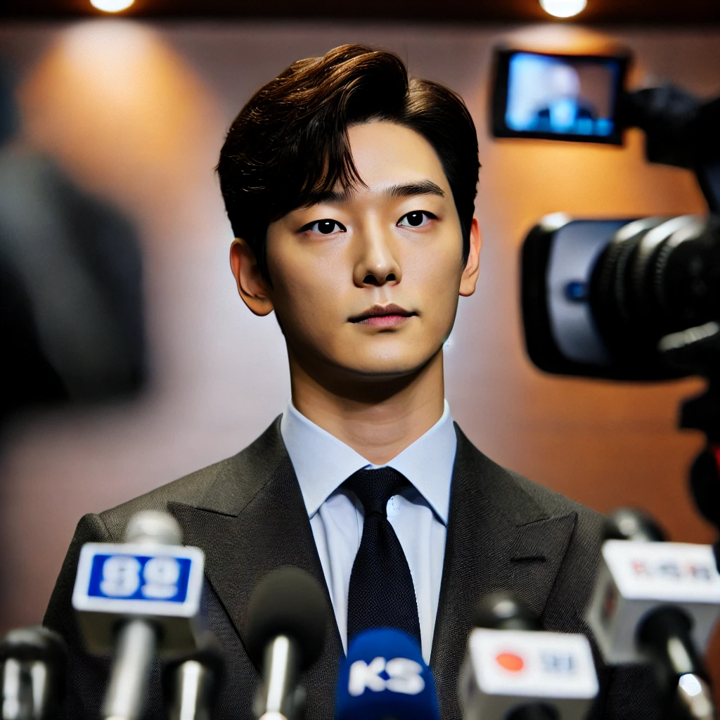 공식 입장을 발표하는 배우의 진지한 분위기