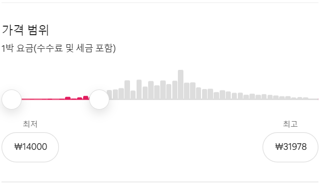 에어비앤비 필터 사용 가격 범위 설정