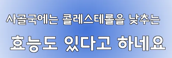 사골국에는 콜레스테롤을 낮추는 효능도 있다고 하네요