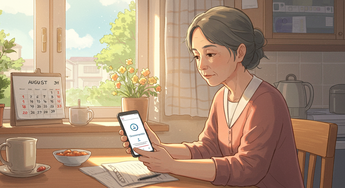 정부24 앱을 확인하며 비대면 사실조사에 참여하는 여성