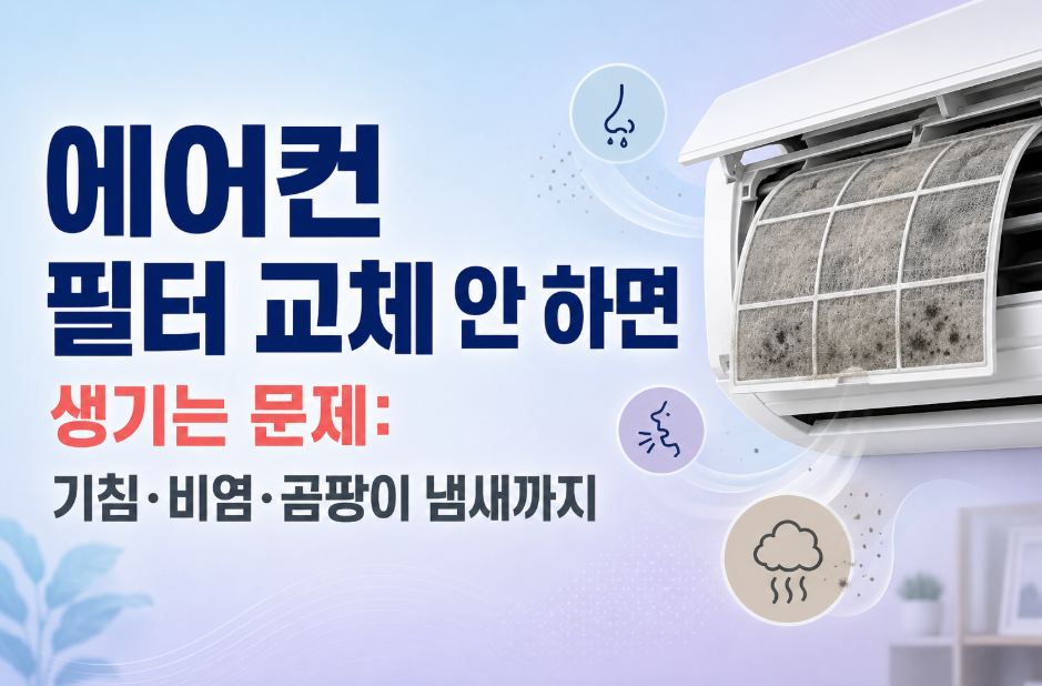 에어컨 필터 교체 안 하면 생기는 문제: 기침&middot;비염&middot;곰팡이 냄새까지